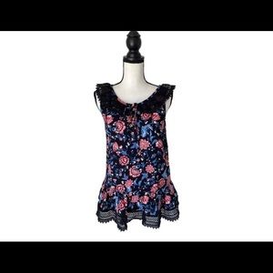ANNA SUI Floral & Lace Top / Size Small
